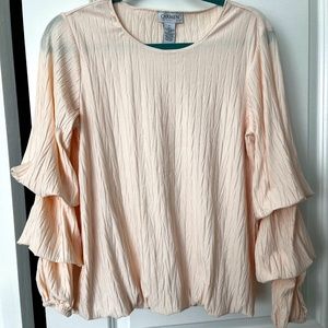 Carmen Marc Valvo Ruffle Sleeve Blouse Size S